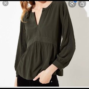 Loft Eyelet Sleeve Peplum Blouse